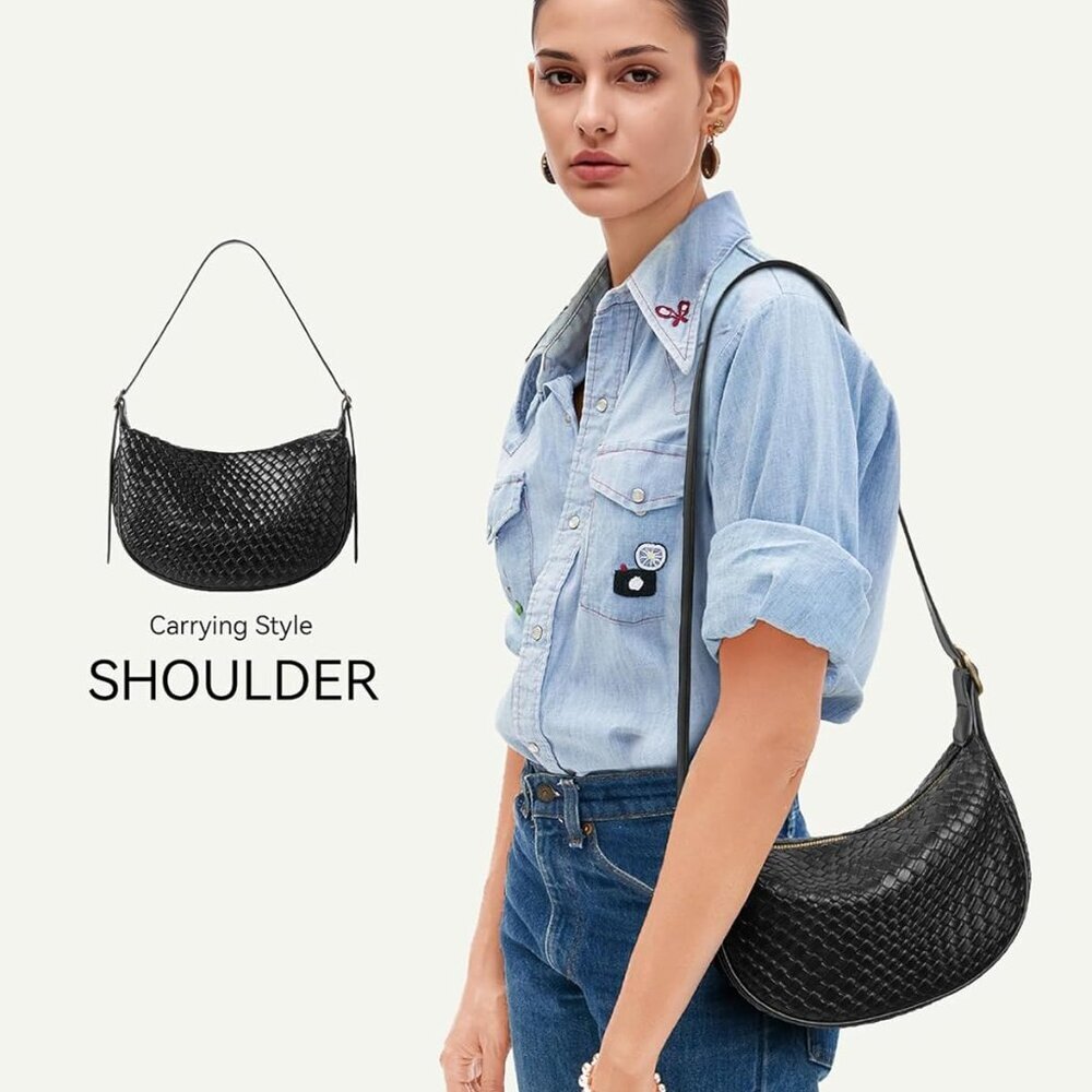 Purses for Women Small Crossbody Bags Crescent Shoulder Bag Hobo Handbag with Ad - Picture 3 of 7
